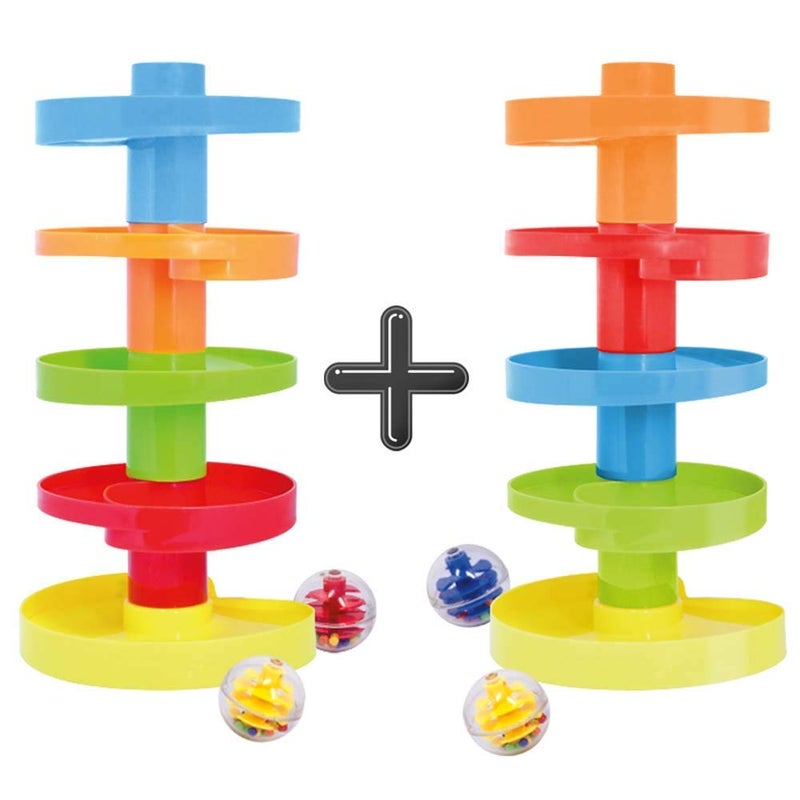 WEofferwhatYOUwant Ball Drop Toy â€“ 14-Piece Expandable STEM Tower Set for Toddlers 9M+ | DIY Bridge, 1.8" Rattle Balls, Stackable Ramps | Safe, Durable Polypropylene | Interactive & Imaginative Play - Image 1